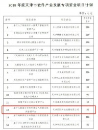 同陽科技被列入2018年天津市軟件產業發展專項計劃名單